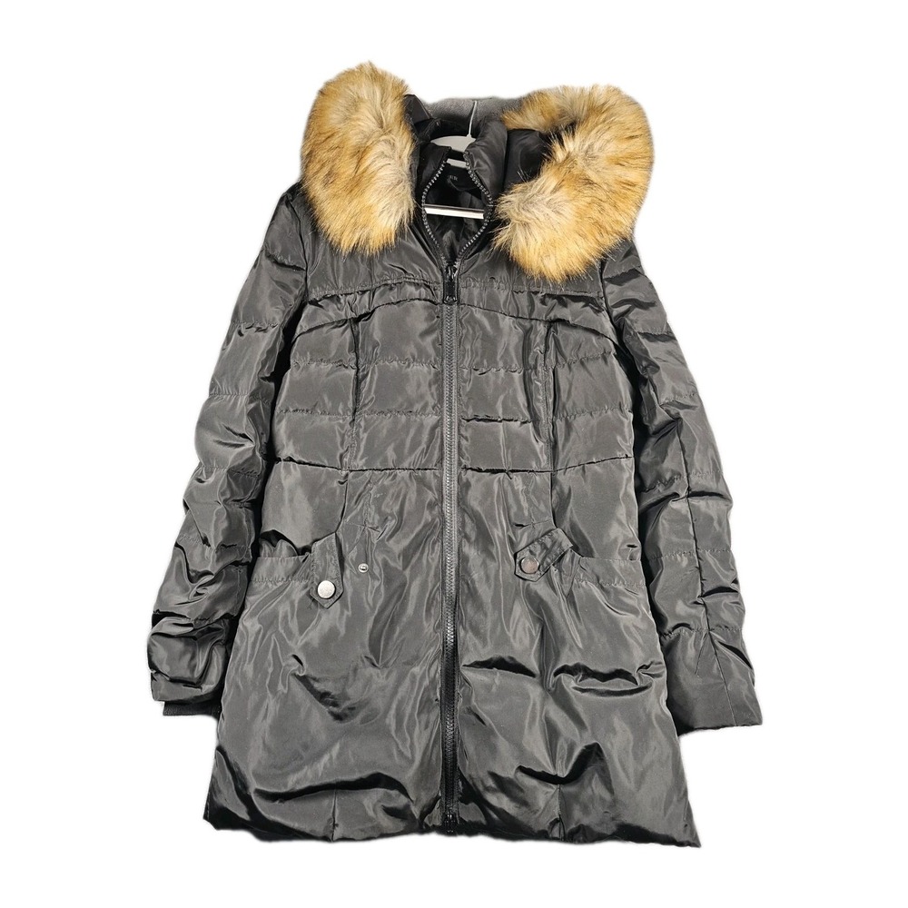 Valuker Womens Black Puffer Parka Faux Fur‎ Hood Insulated Winter Coat Small